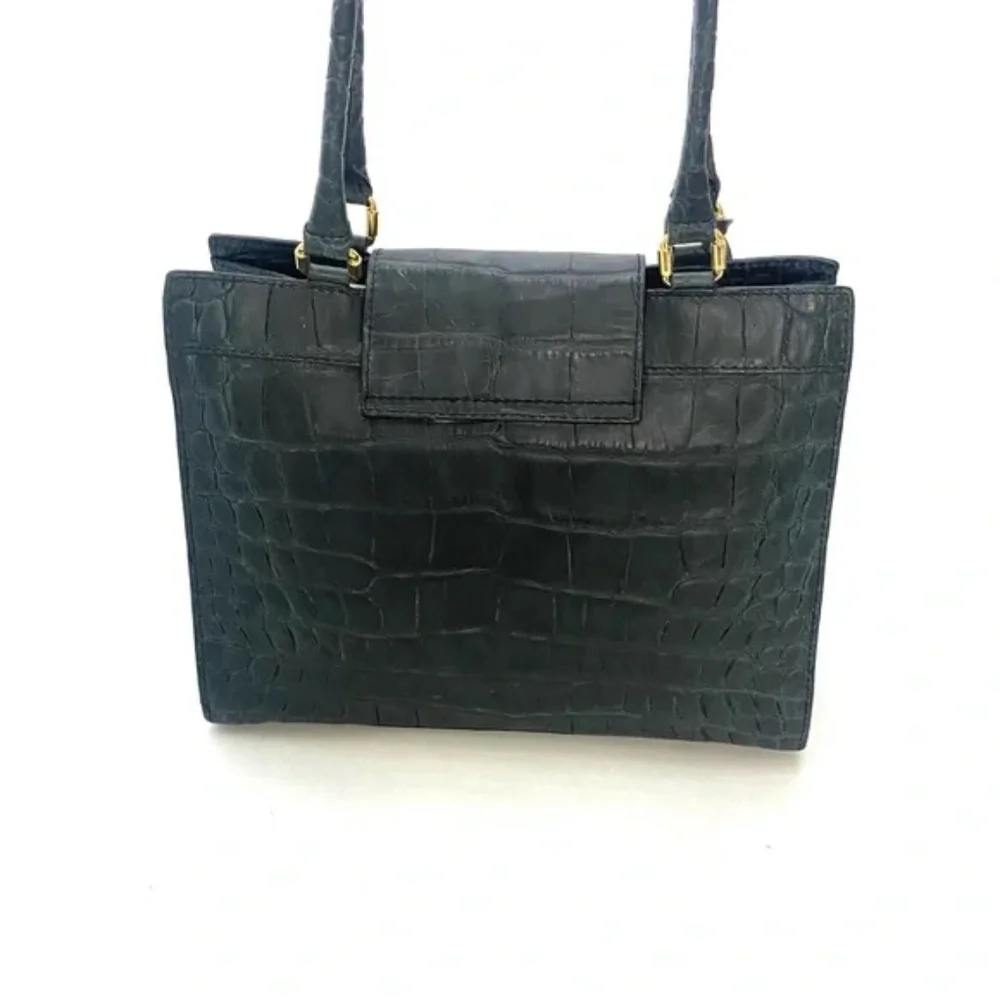 Dooney & Bourke Women’s Blueish/Black Croc Embossed Satchel